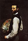 Frederic Bazille Canvas Paintings - Self-Portrait with Palette